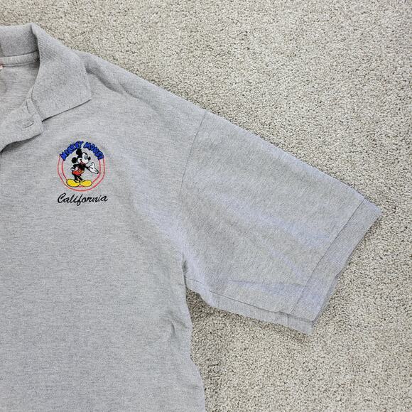 Vintage 90's Disney Mickey Mouse California Polo Shirt Mens L Gray Thick Cotton - Picture 11 of 15